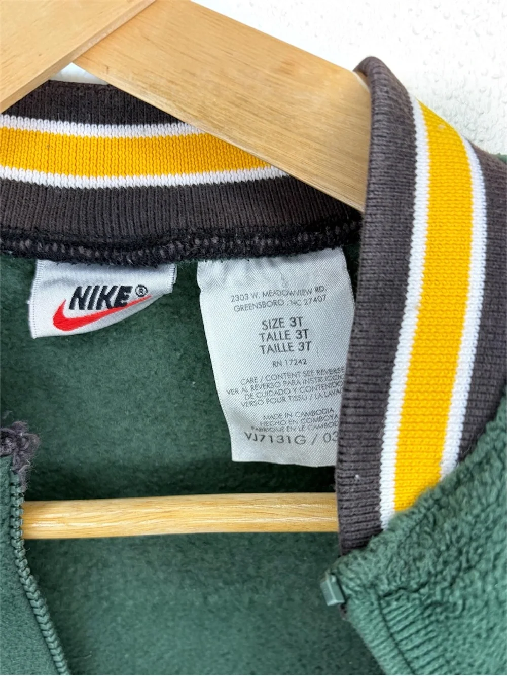 Nike Vintage Kids Green & Yellow Zip Fleece Jacket